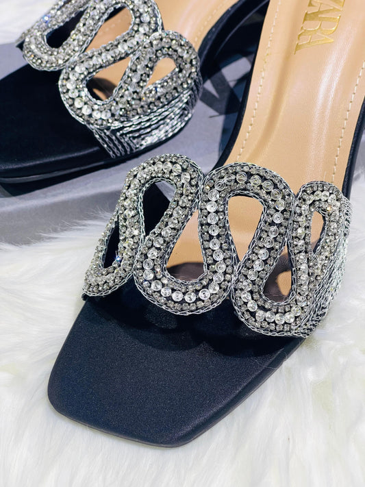 ZARA EMBROIDERED B-HEELS